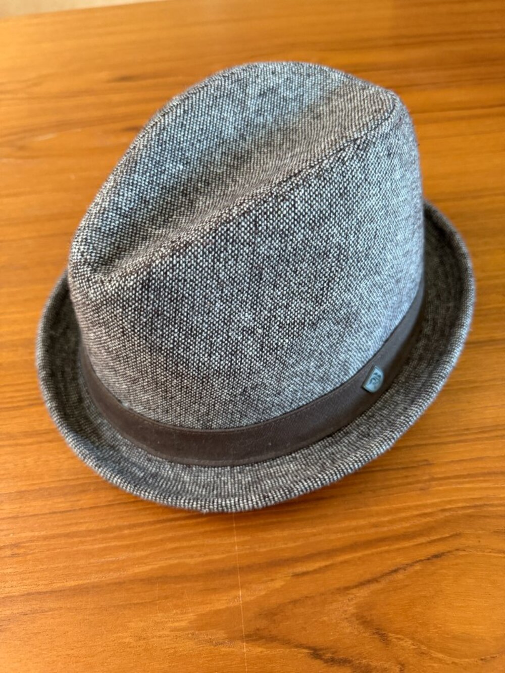 Brixton Herringbone Wool Blend Fedora L/XL Brown Ivory Atrwork Printed Lining